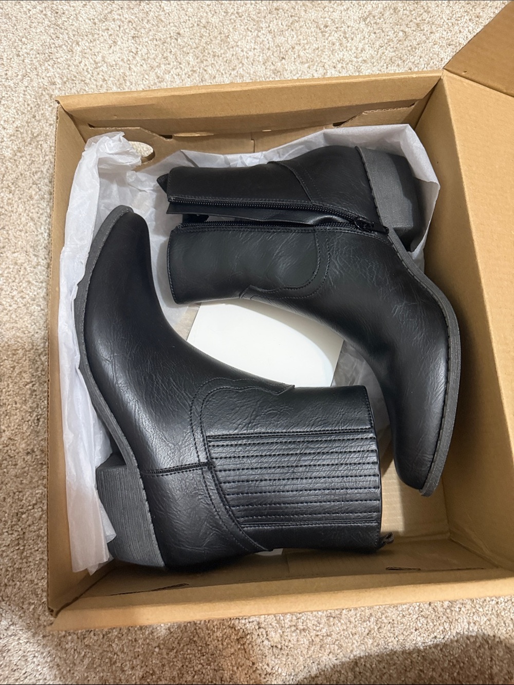 Black Women's Ankle Booties with Side Zip